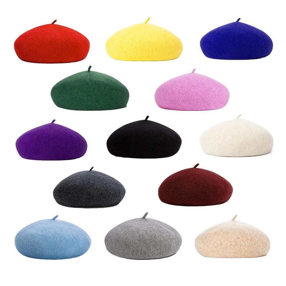 Women Ladies Beanie Wool French Beret Newsboy Hat Cap Winter Warm Hats Girls - Light Grey
