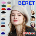 Women Ladies Beanie Wool French Beret Newsboy Hat Cap Winter Warm Hats Girls - Pink