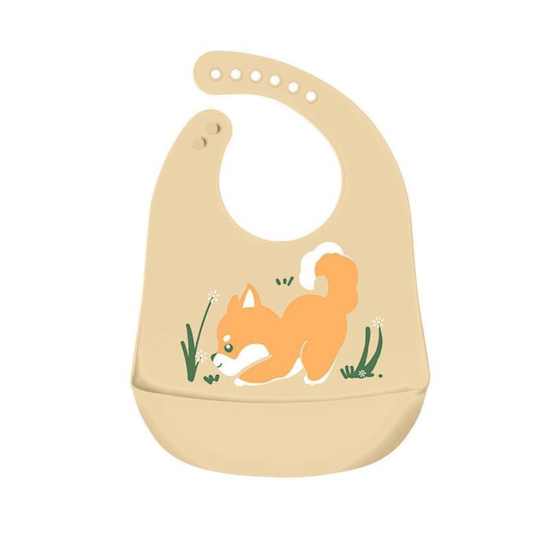 Silicone Waterproof Feeding Bib Apron with Pouch Easy to Clean Smock for Mealtime Use - Elephant