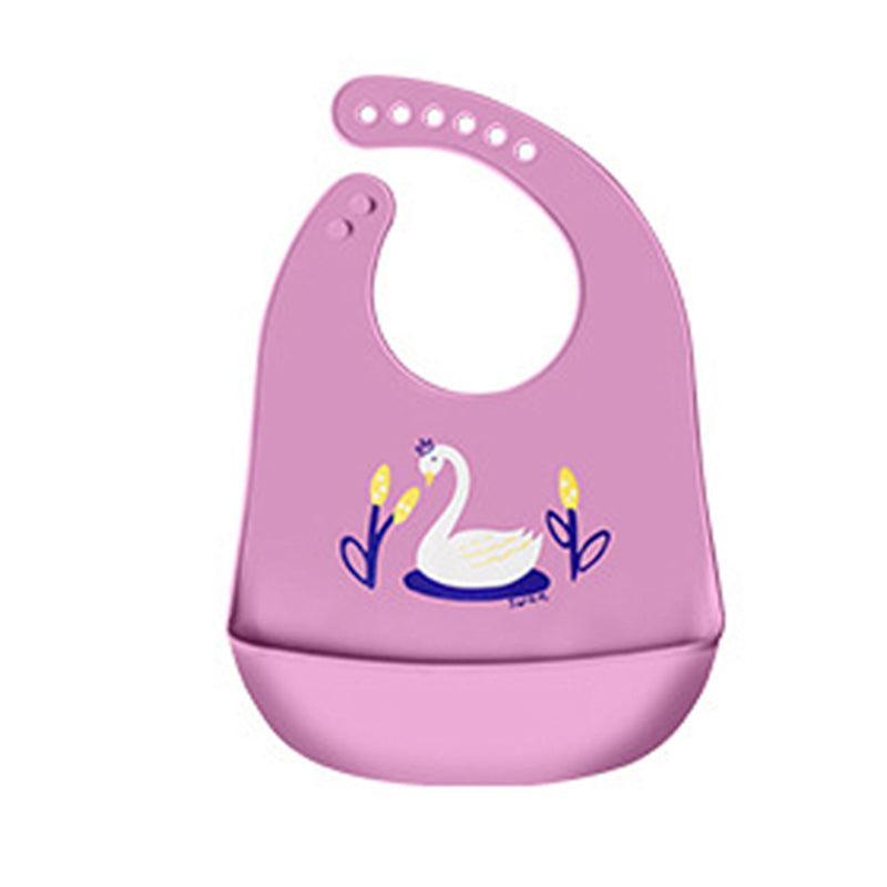 Silicone Waterproof Feeding Bib Apron with Pouch Easy to Clean Smock for Mealtime Use - Owl