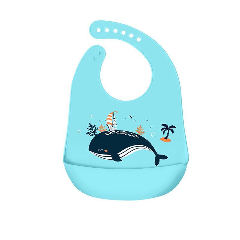 Silicone Waterproof Feeding Bib Apron with Pouch Easy to Clean Smock for Mealtime Use - Puppy