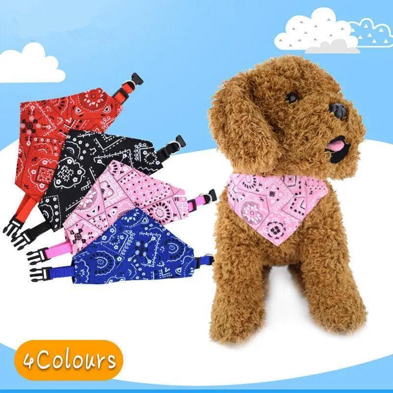 L Adjustable Pet Dog Bandana Collar Triangle Scarf For Puppy Cat Neckerchief - Pink