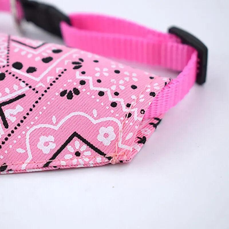 L Adjustable Pet Dog Bandana Collar Triangle Scarf For Puppy Cat Neckerchief - Pink