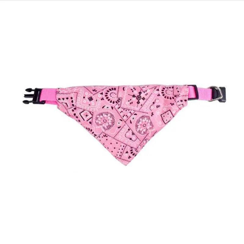 L Adjustable Pet Dog Bandana Collar Triangle Scarf For Puppy Cat Neckerchief - Pink
