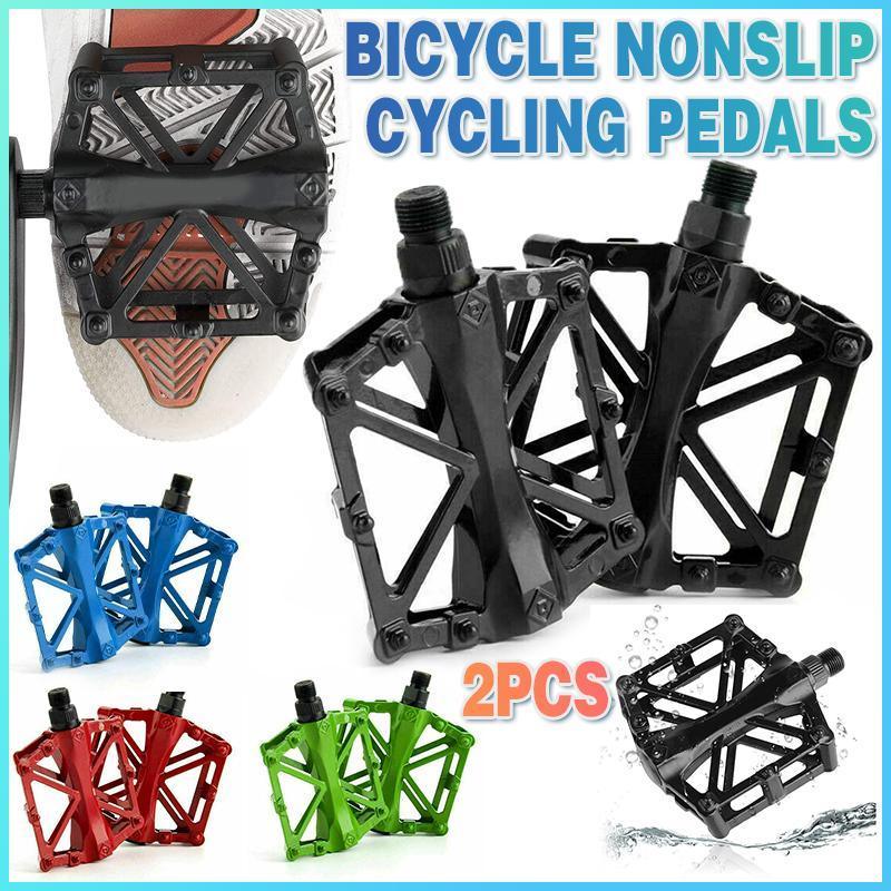 Bike Pedals Alloy Mountain Road MTB Colored Bicycle Nonslip Cycling Pedals 9/16" - Blue