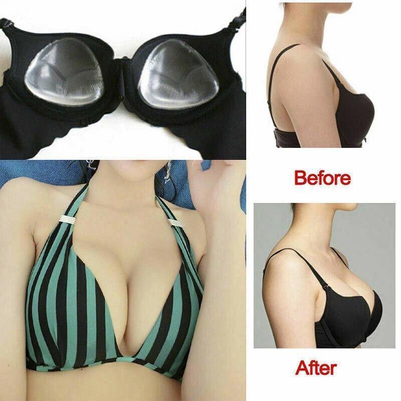 Triangle Push-Up Silicone Bra Inserts Breasts Pad Bikini Bra Cleavage Enhancers - Beige-Small
