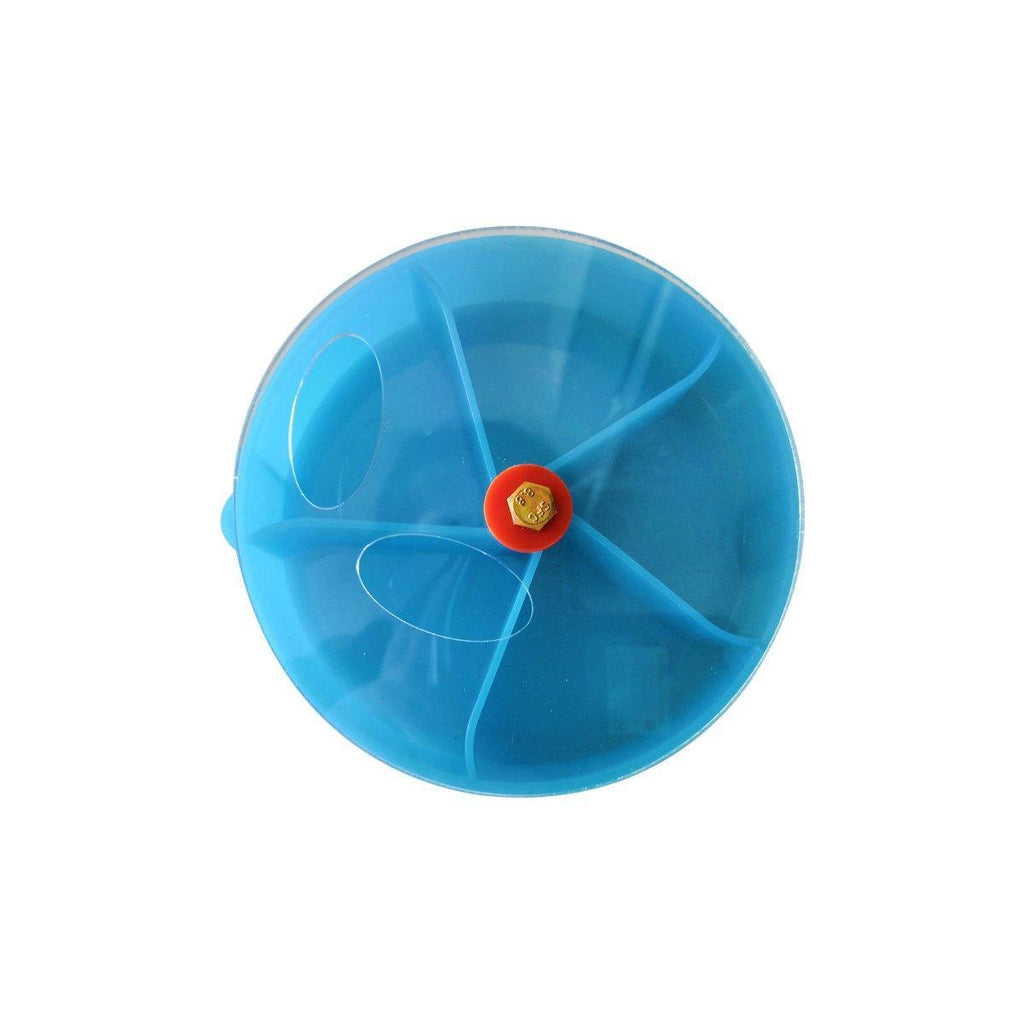 Parrot Foraging Toy Bird Chew Wheel Food Dispenser Divider Box Cage Accessory - Blue
