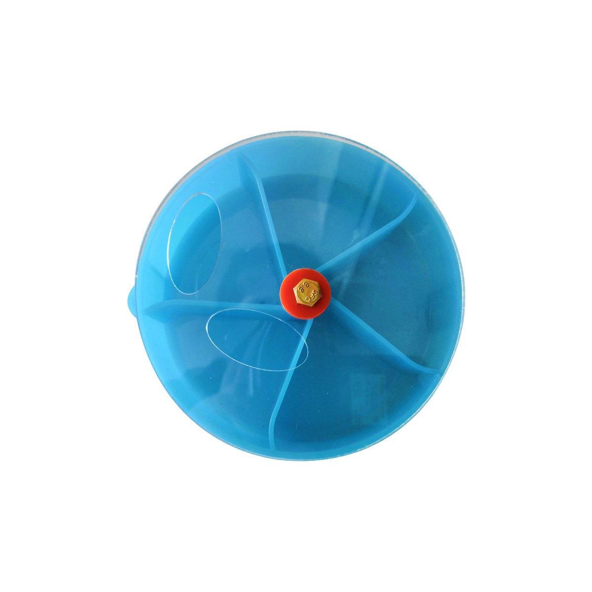 Parrot Foraging Toy Bird Chew Wheel Food Dispenser Divider Box Cage Accessory - Blue