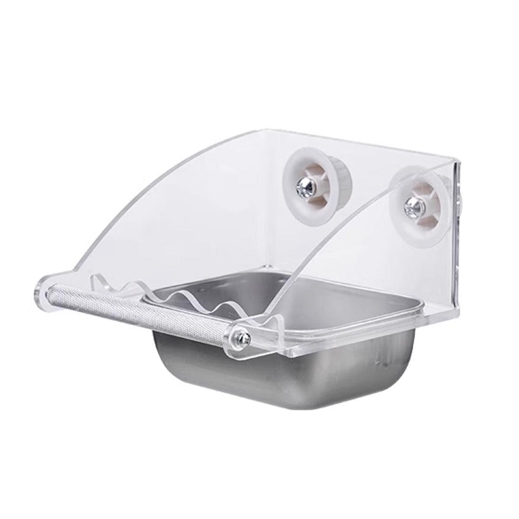 Parrot Stainless Steel Food Bowl Bird Feeder Cage Hanging Dish for Pet Birds - L