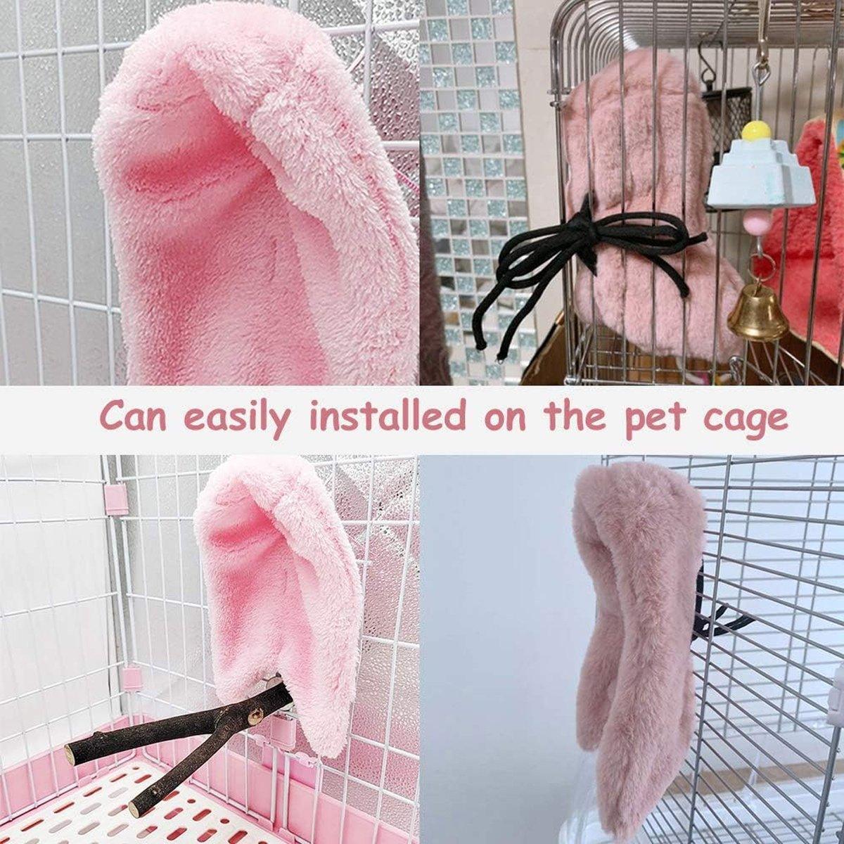 Cozy Bird Blanket Shawl Parrot Snuggle Cabin Plush Hanging Cotton Nest Bedding - Pink-L Size