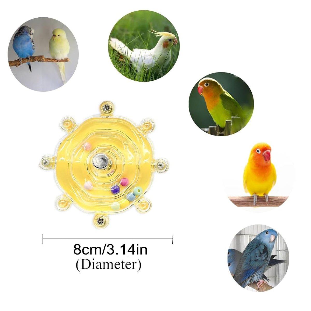 Interactive Parrot Spinning Wheel Stress Relief Toy for Small Birds Durable - Transparent