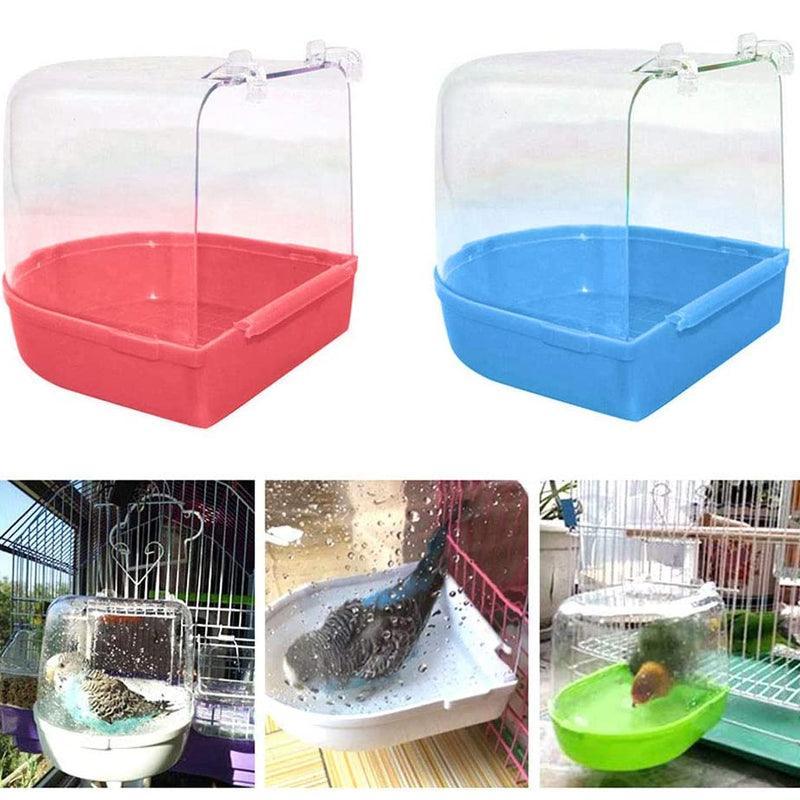 Bird Water Bath Tub For Pet Cage Hanging Bowl Parrot Birdbath Pet Cleaning - Blue