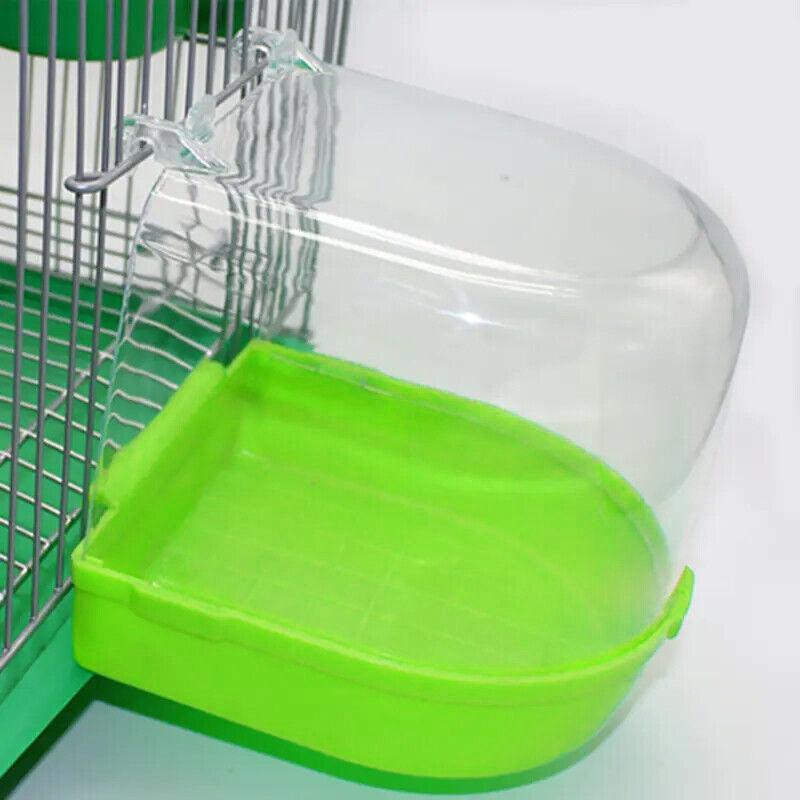 Bird Water Bath Tub For Pet Cage Hanging Bowl Parrot Birdbath Pet Cleaning - Pink