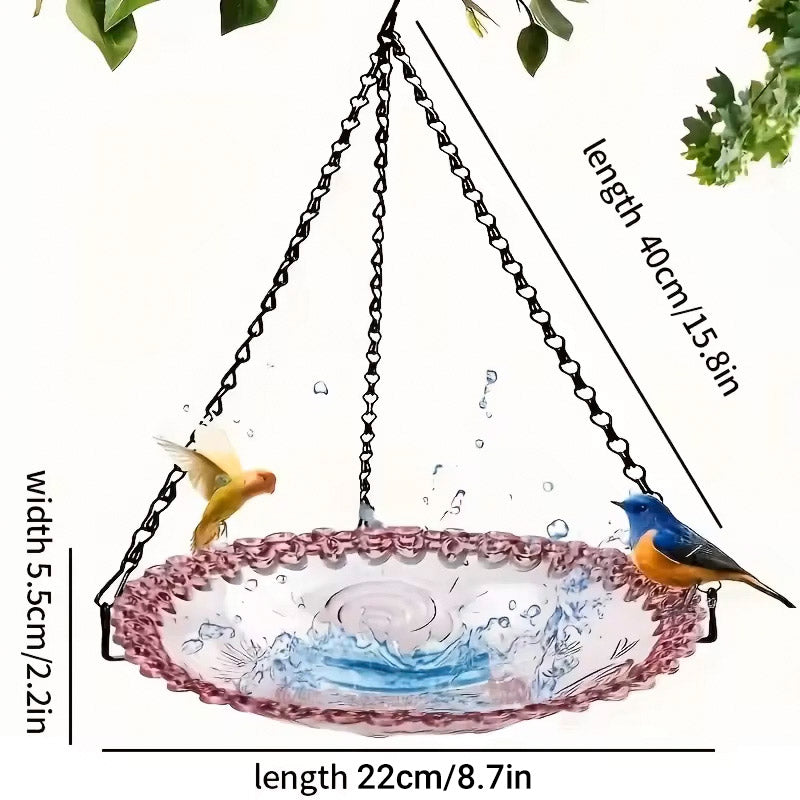 Balcony Bird Feeder Hanging Rail Mount Outdoor Suspended Feeding Station Garden - Pink