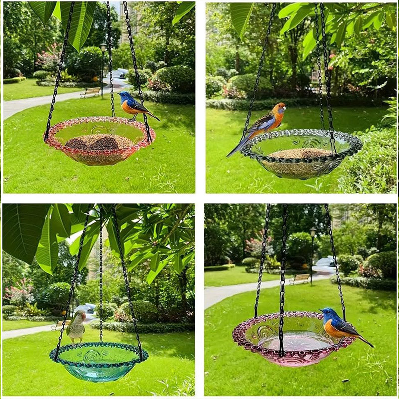 Balcony Bird Feeder Hanging Rail Mount Outdoor Suspended Feeding Station Garden - Pink
