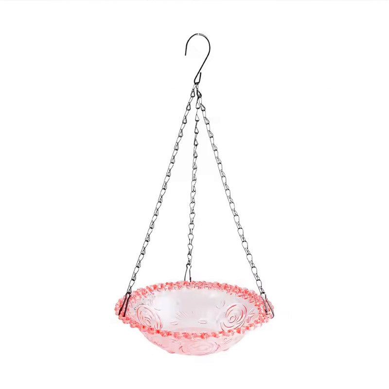 Balcony Bird Feeder Hanging Rail Mount Outdoor Suspended Feeding Station Garden - Pink