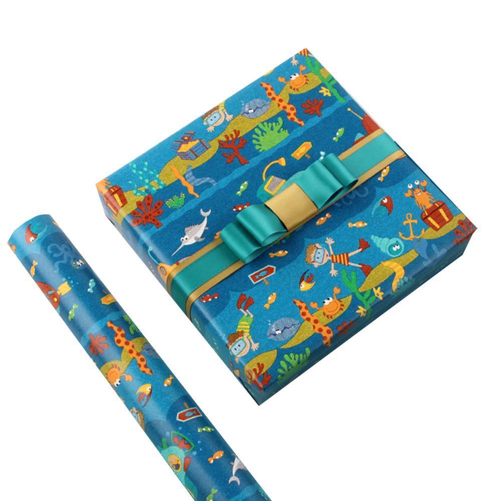 20pcs Cute Animal Cartoon Gift Wrapping Paper for Toys Bookskin and Crafts - Blue shell-20PCS
