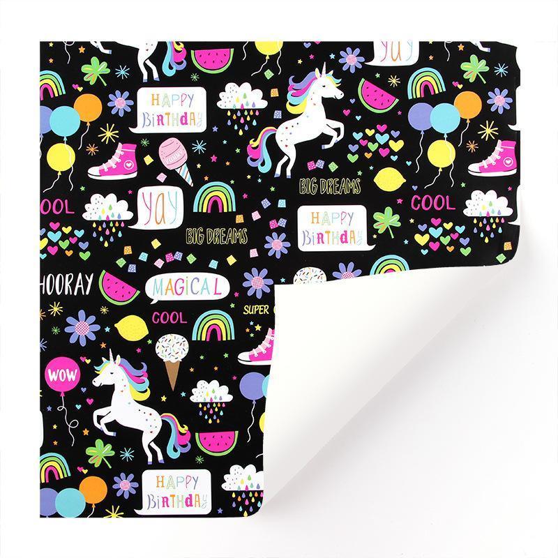 20pcs Cute Animal Cartoon Gift Wrapping Paper for Toys Bookskin and Crafts - Blue Car-20PCS