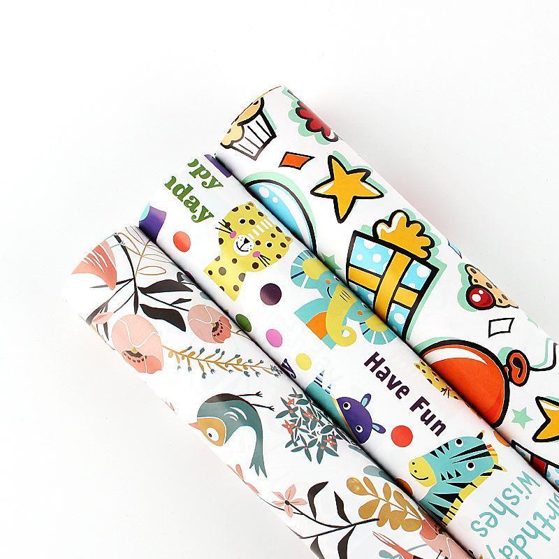 20pcs Cute Animal Cartoon Gift Wrapping Paper for Toys Bookskin and Crafts - Blue Dinosaurs-20PCS