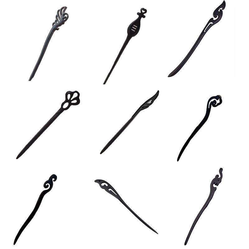 Retro Wooden Carved Hair Sticks Women Hairpin Barrette Chopsticks Accessories - D