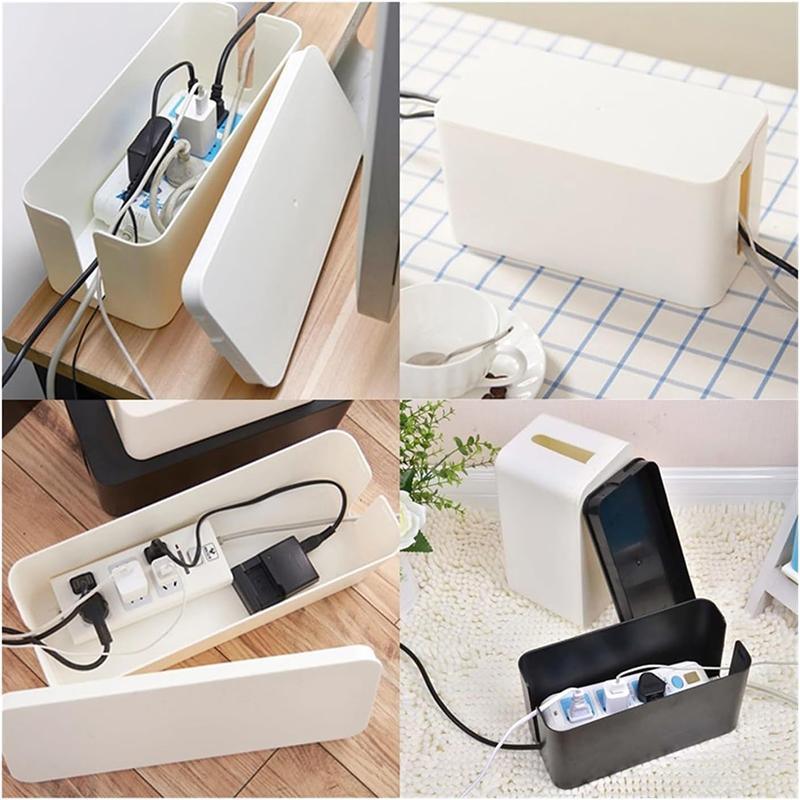 Large Cable Wire Storage Box Case Cord Management Socket Tidy Organizer with Lid - Black M