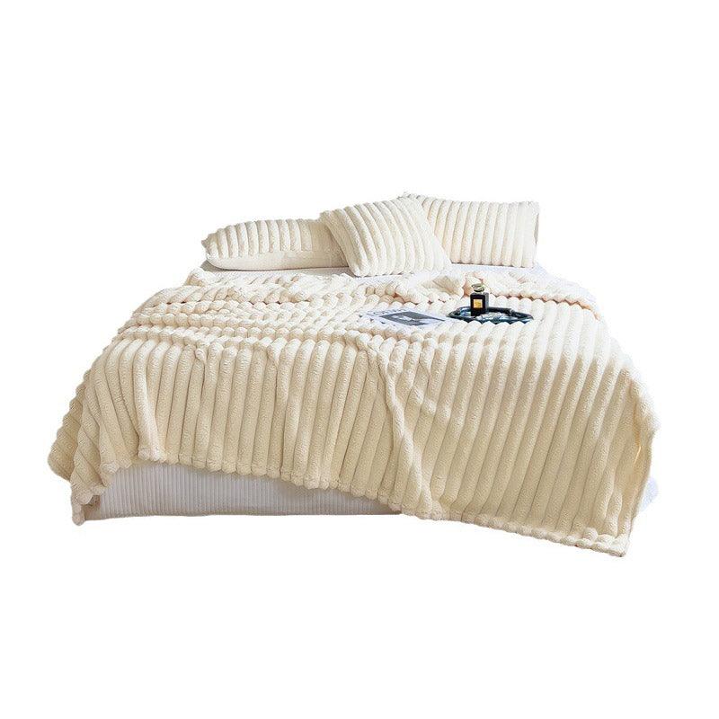 Plush Blanket Leisure Blanket Autumn Winter Warm Nap Throw Soft Cozy - Khaki-100x150cm