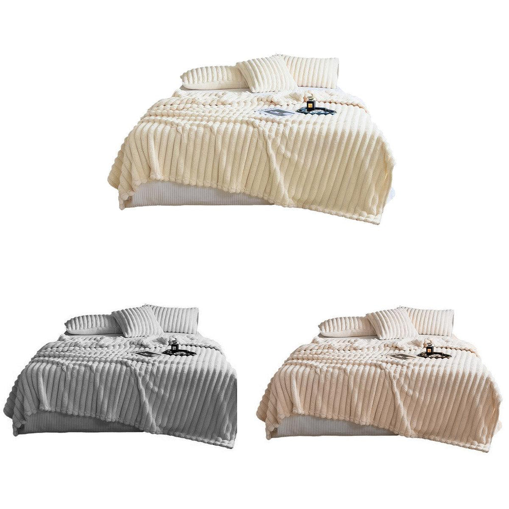 Plush Blanket Leisure Blanket Autumn Winter Warm Nap Throw Soft Cozy - White-100x150cm