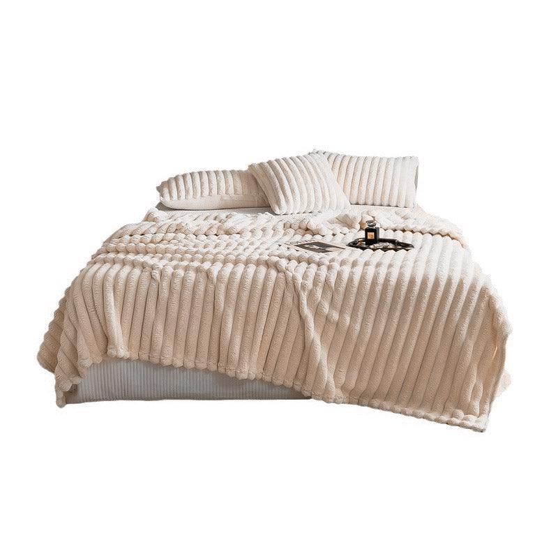 Plush Blanket Leisure Blanket Autumn Winter Warm Nap Throw Soft Cozy - White-100x150cm
