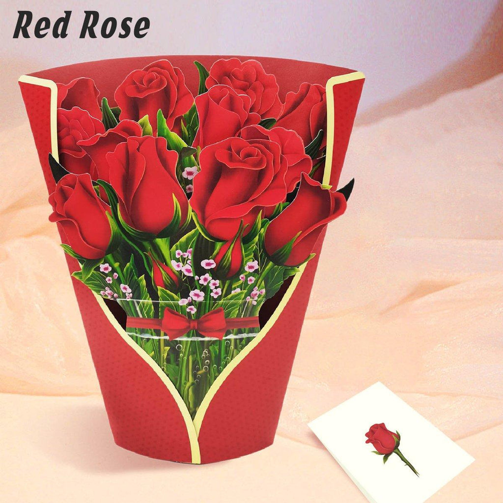 New Style 3D Pop Up Cards Paper Flower Bouquet Greeting Card for All Occasions - Blue Lily