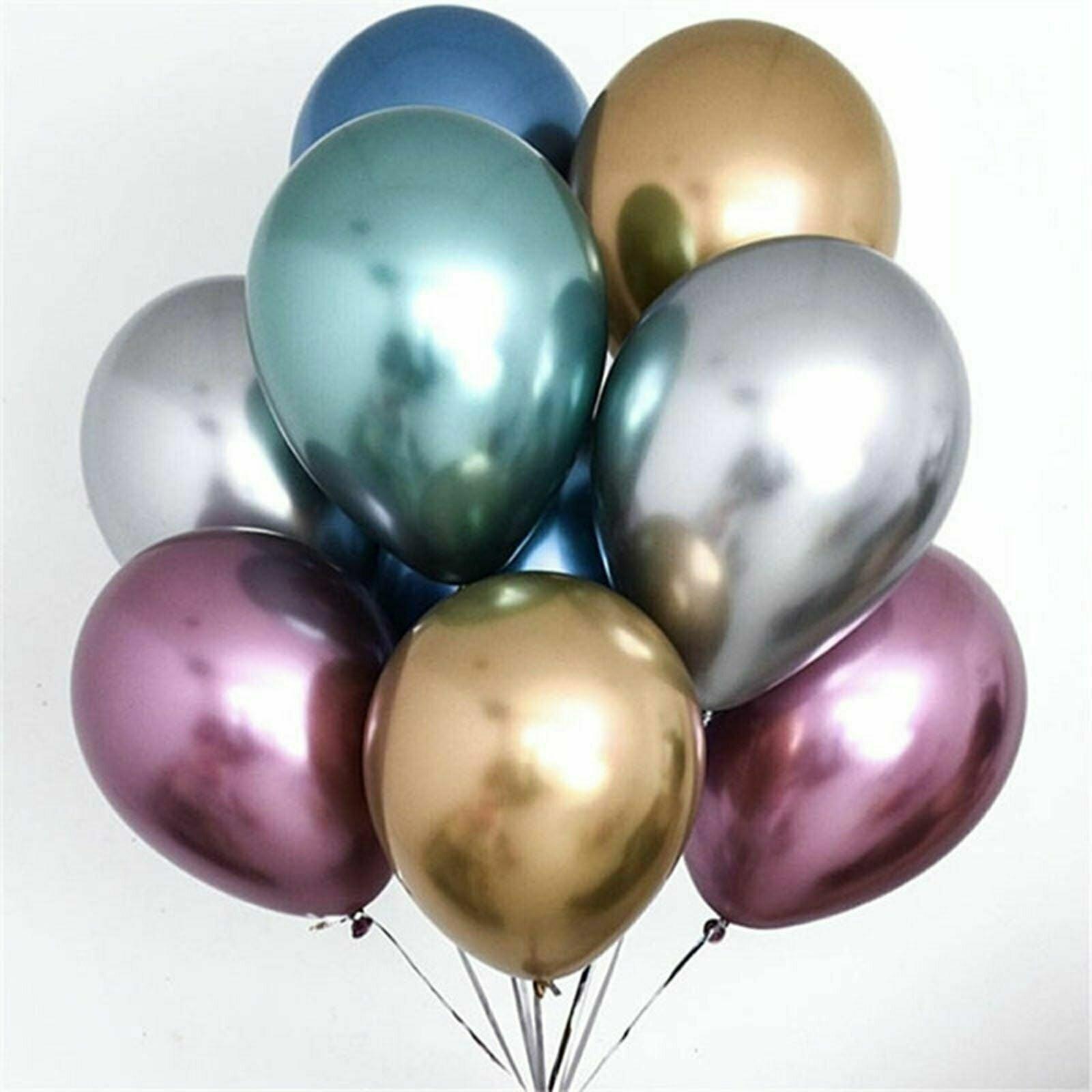 Metallic Latex Balloons 12 Inch Chrome Party Balloons for Birthday Wedding Decoration - Blue 50PCS