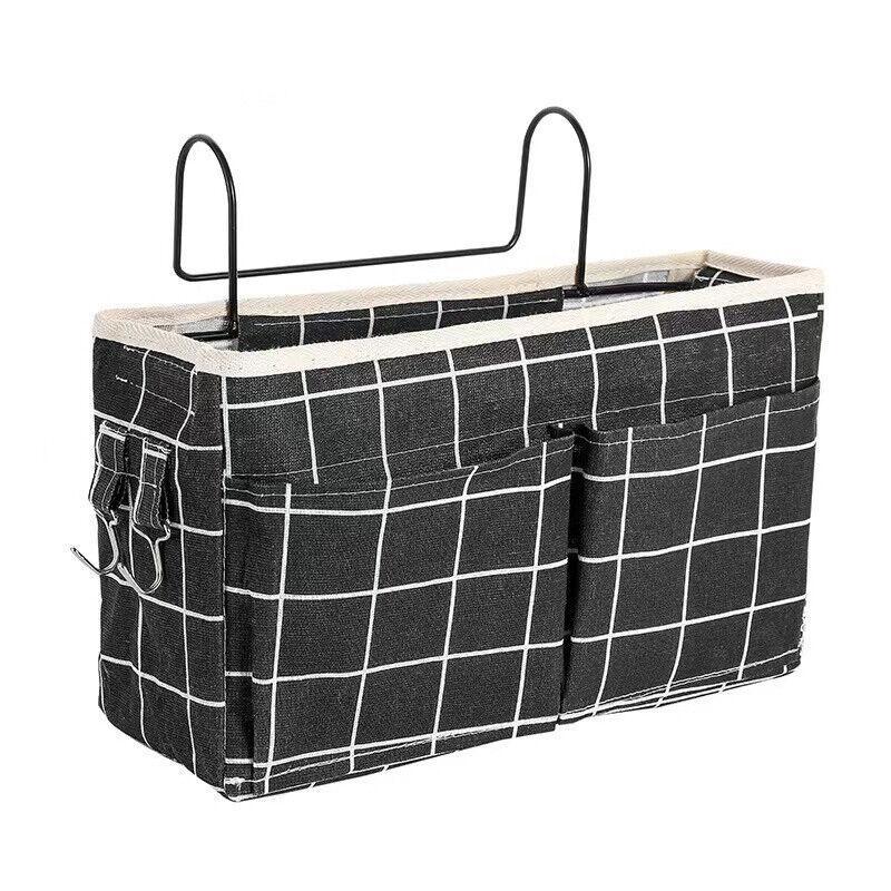 Hanging Bedside Storage Caddy with Pockets for Bunk Bed Dorm Couch Organizing - Blue Triangle