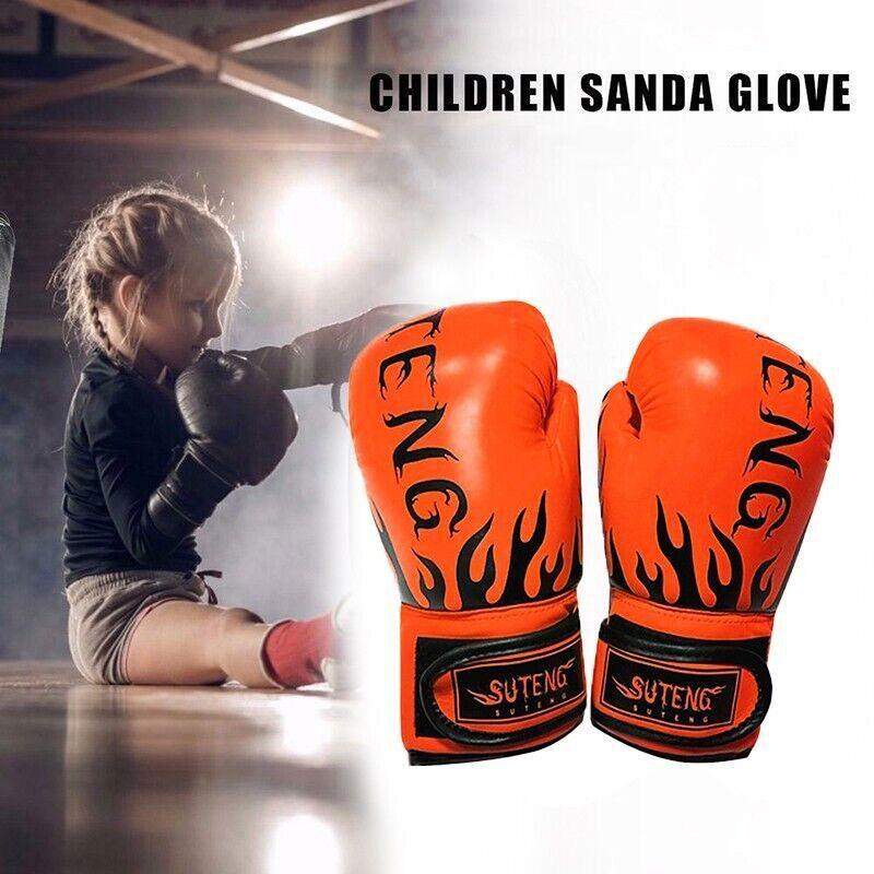 2PCS PU Boxing Training Gloves for Young Beginners Suitable for Ages 3-12 - Black