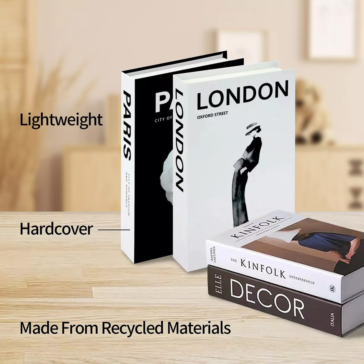 3 PCS Modern Decorative Books Set Foldable Fake Books for Display City Theme - C
