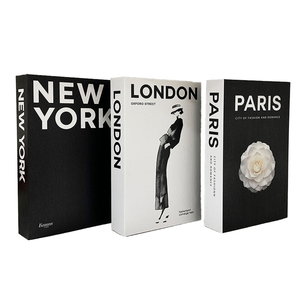 3 PCS Modern Decorative Books Set Foldable Fake Books for Display City Theme - B