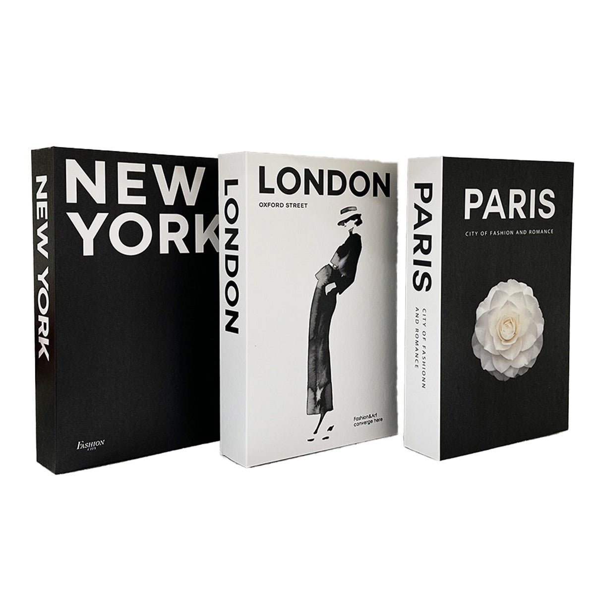 3 PCS Modern Decorative Books Set Foldable Fake Books for Display City Theme - B