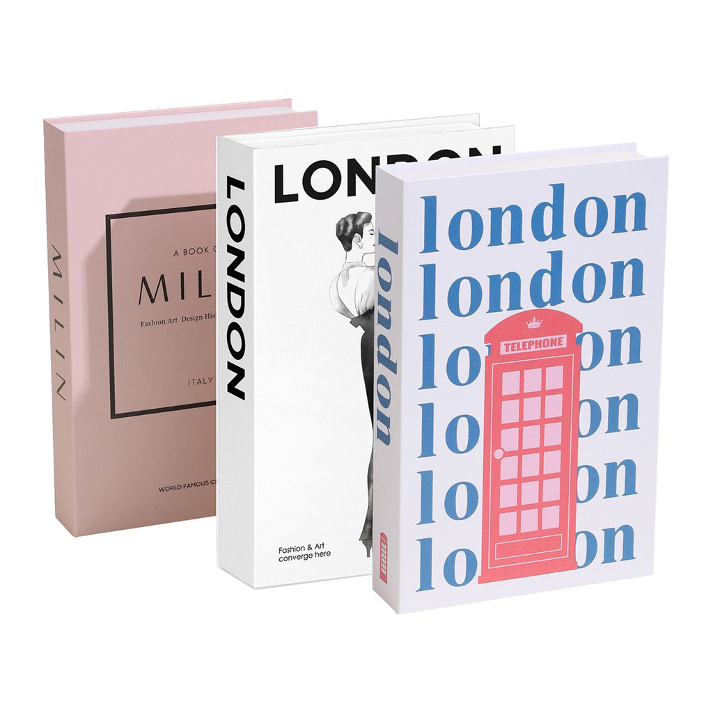 3 PCS Modern Decorative Books Set Foldable Fake Books for Display City Theme - B