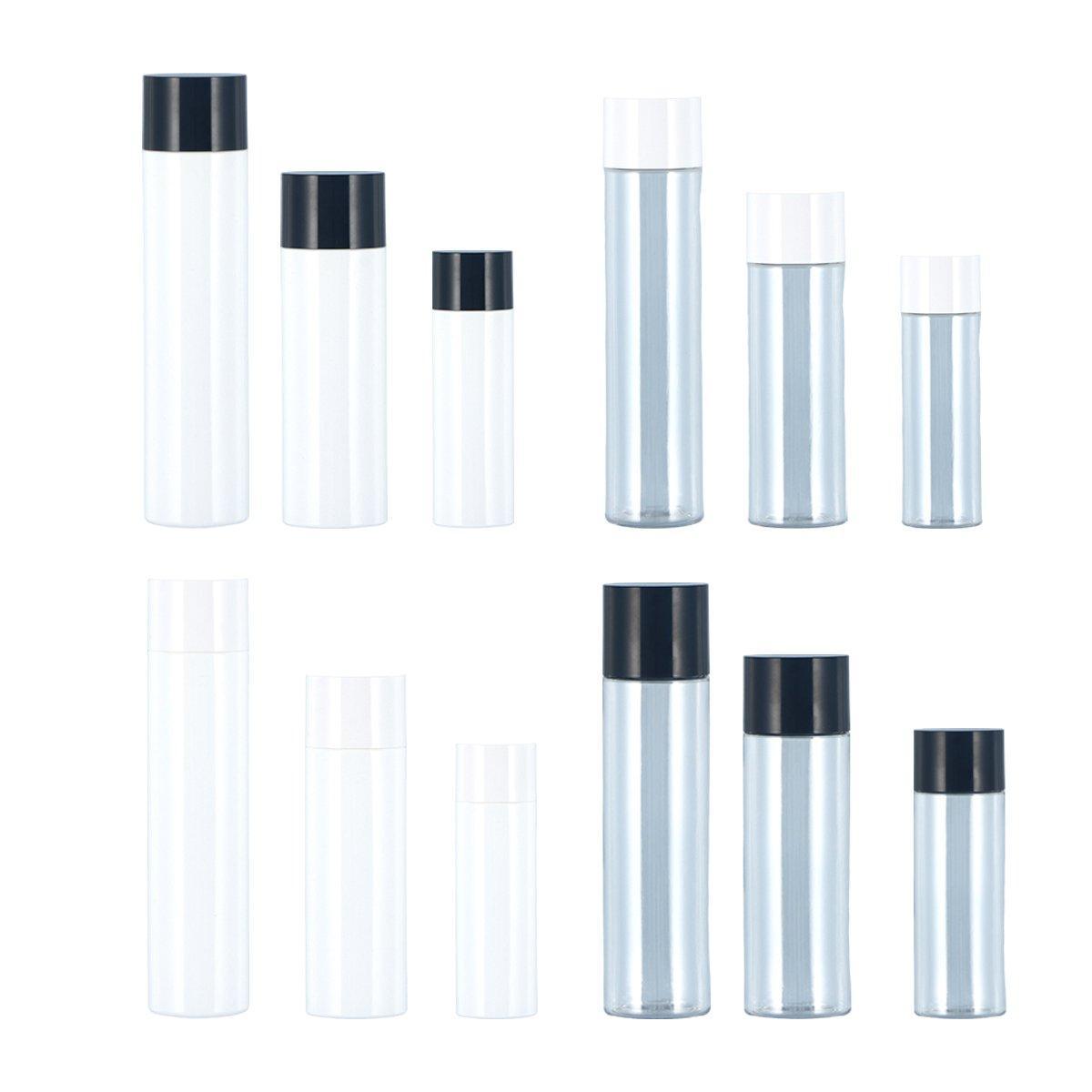 50/100/150ml Plastic Toner Lotion Bottles Refillable Travel Cosmetic Containers - Black Lid + Transparent Bottle - 150ml