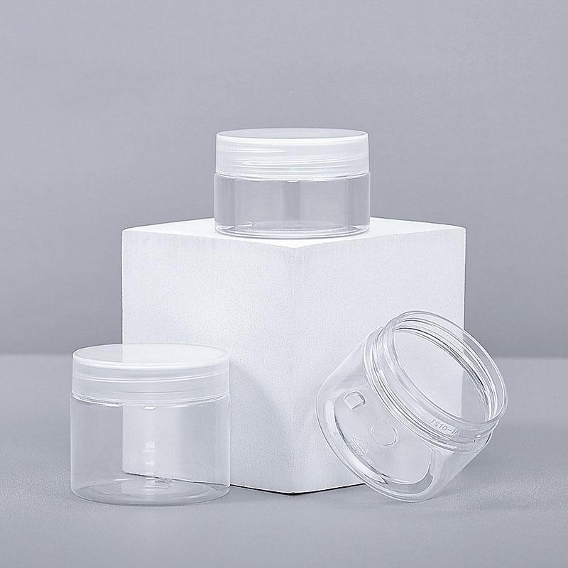 10pcs Transparent Wide Mouth Plastic Jars with Cap Skin Care Cream Containers - 50ml