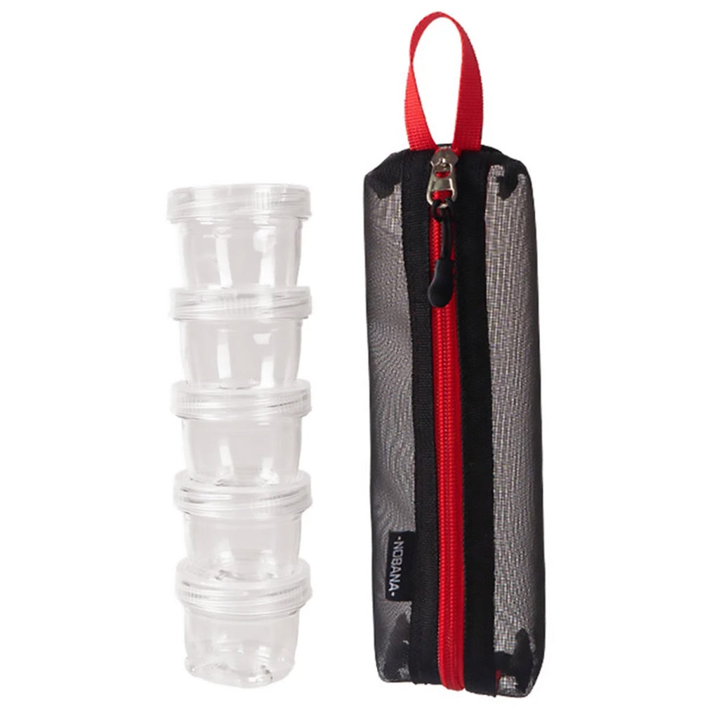 5PCS Outdoor Camping Spice Container Set Travel BBQ Seasoning Storage Box Use - Black