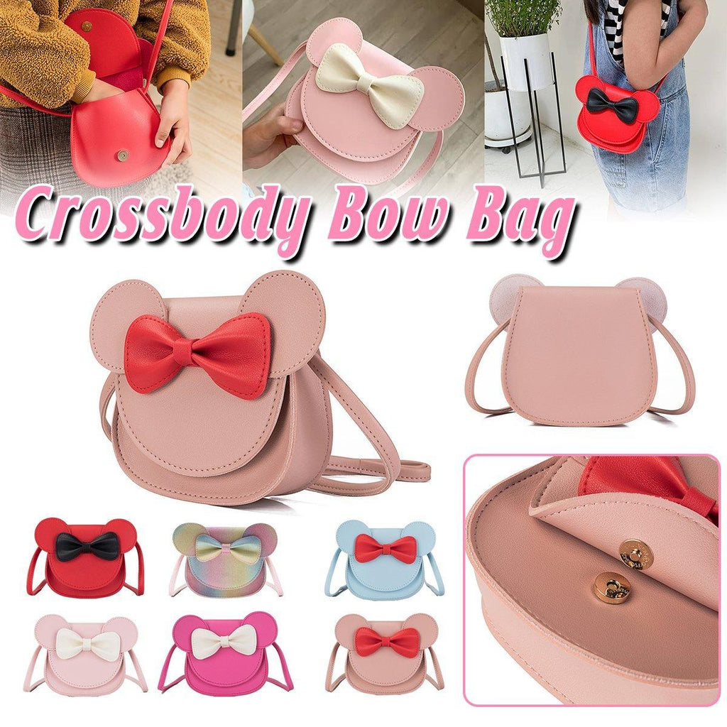 Cute Bowknot Crossbody Bag Fashionable Girls Shoulder Bag Slanting Mini Handbag - Flesh Pink
