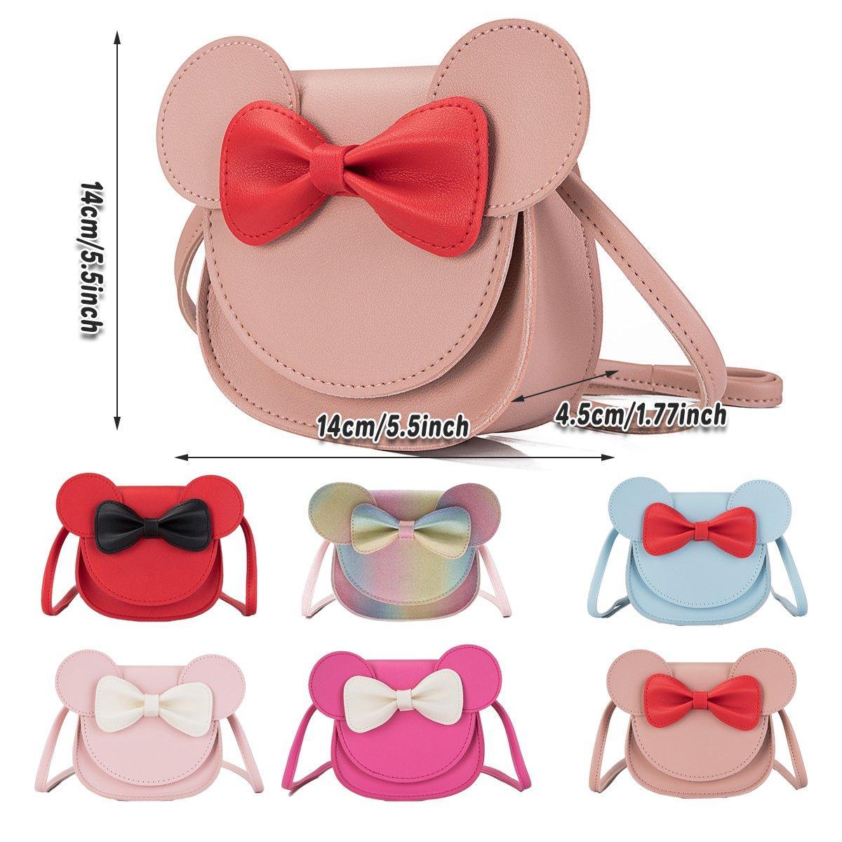 Cute Bowknot Crossbody Bag Fashionable Girls Shoulder Bag Slanting Mini Handbag - Flesh Pink