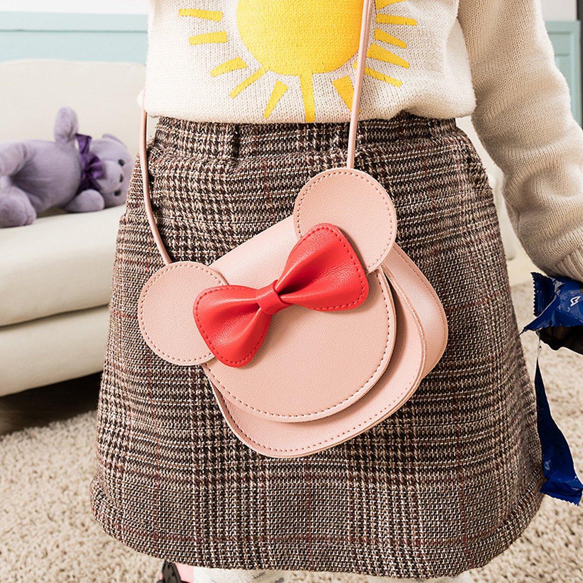 Cute Bowknot Crossbody Bag Fashionable Girls Shoulder Bag Slanting Mini Handbag - Flesh Pink