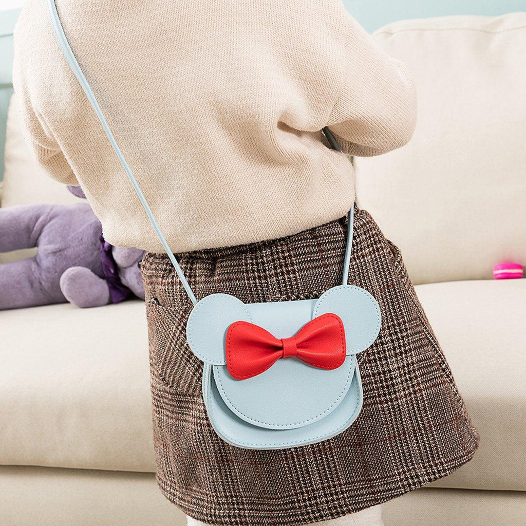 Cute Bowknot Crossbody Bag Fashionable Girls Shoulder Bag Slanting Mini Handbag - Light Blue