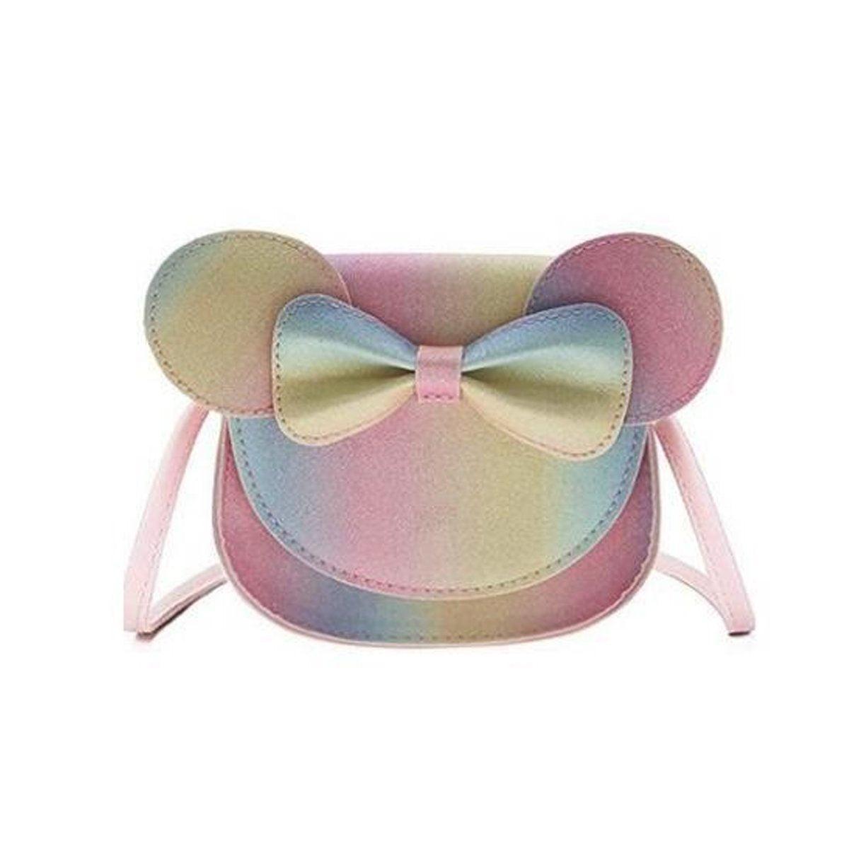 Cute Bowknot Crossbody Bag Fashionable Girls Shoulder Bag Slanting Mini Handbag - Rainbow