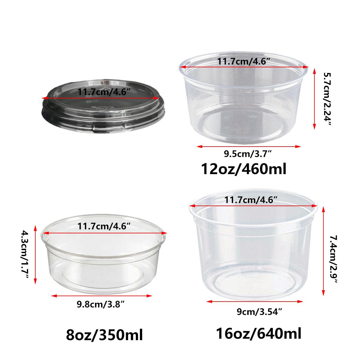 100PCS Transparent Packing Box Plastic Dessert Bowl Food Container - 12oz Bowl