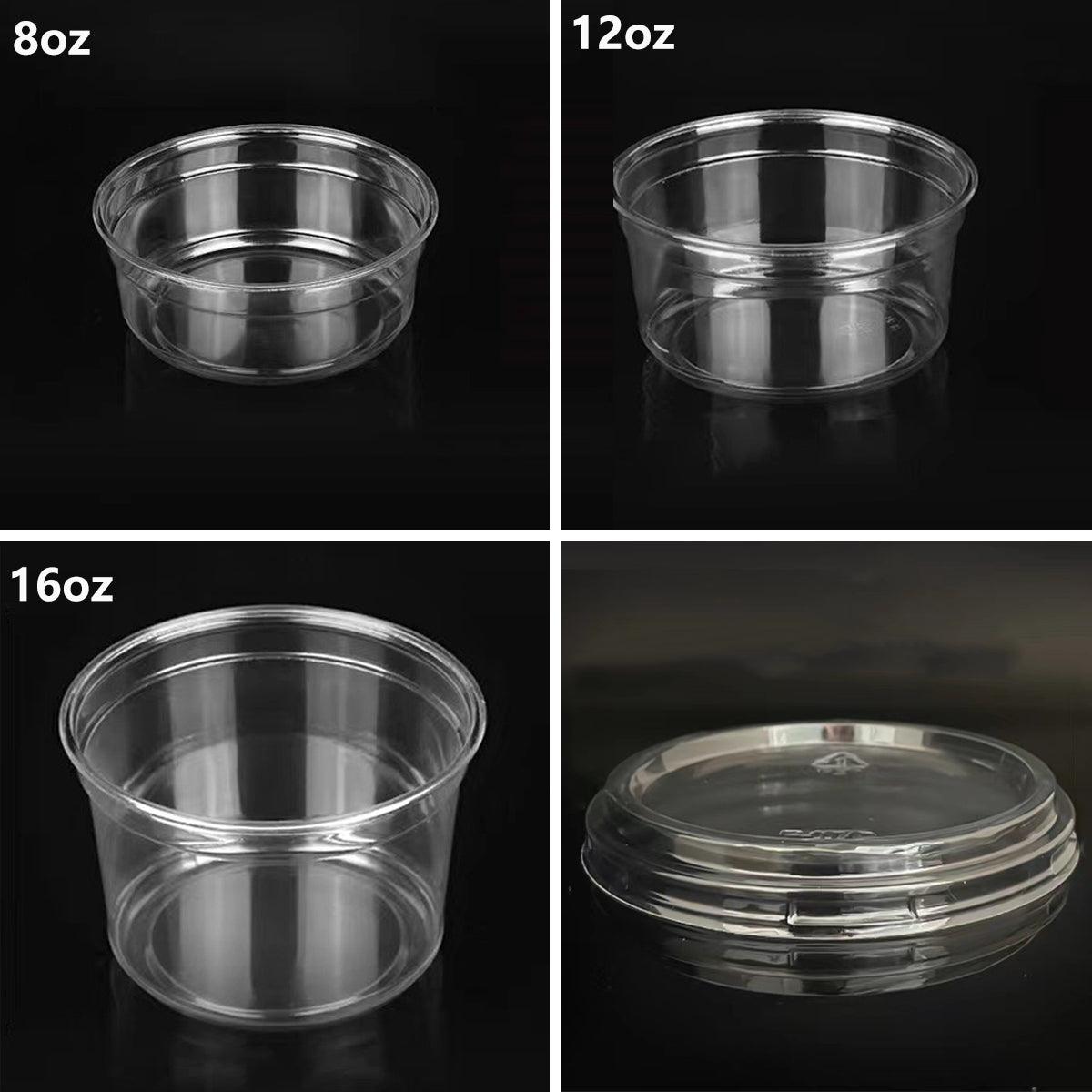 100PCS Transparent Packing Box Plastic Dessert Bowl Food Container - 16oz Bowl