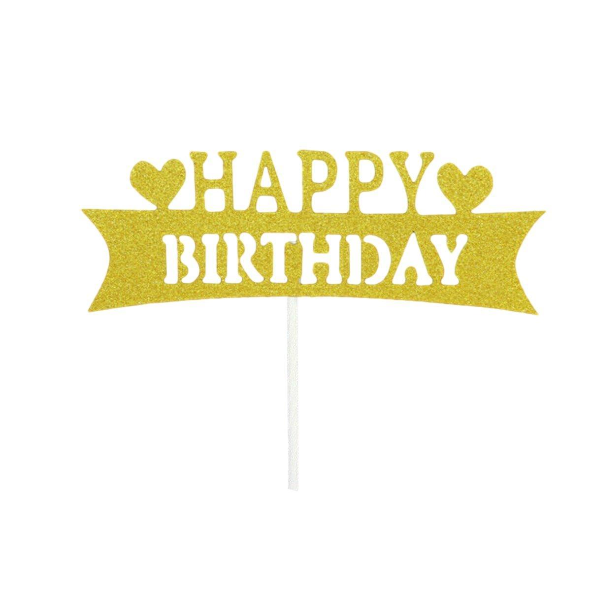 Happy Birthday Cake Topper Colour Printed Acrylic Party Decorations - Black-Bowknot