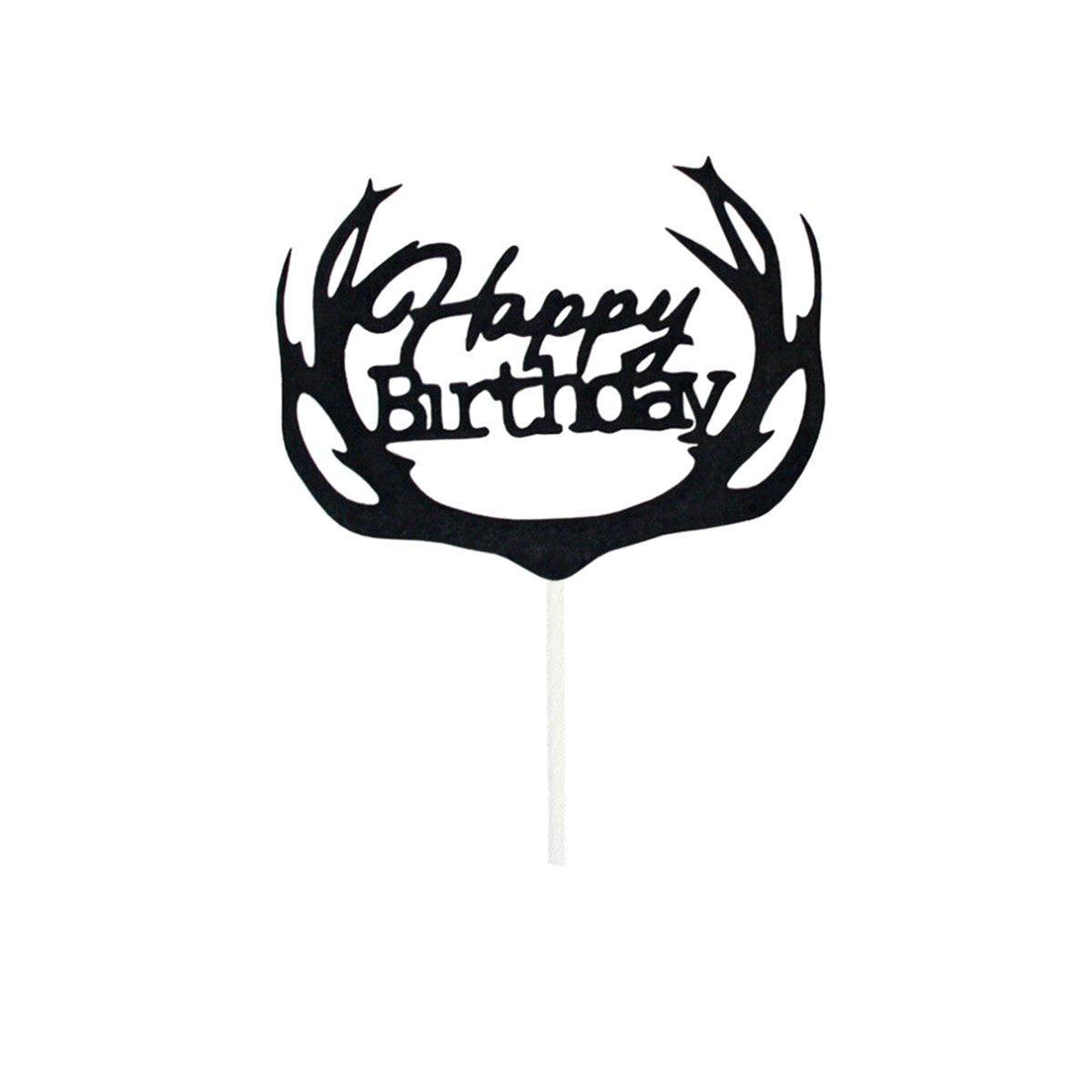 Happy Birthday Cake Topper Colour Printed Acrylic Party Decorations - Rose Red-Bowknot