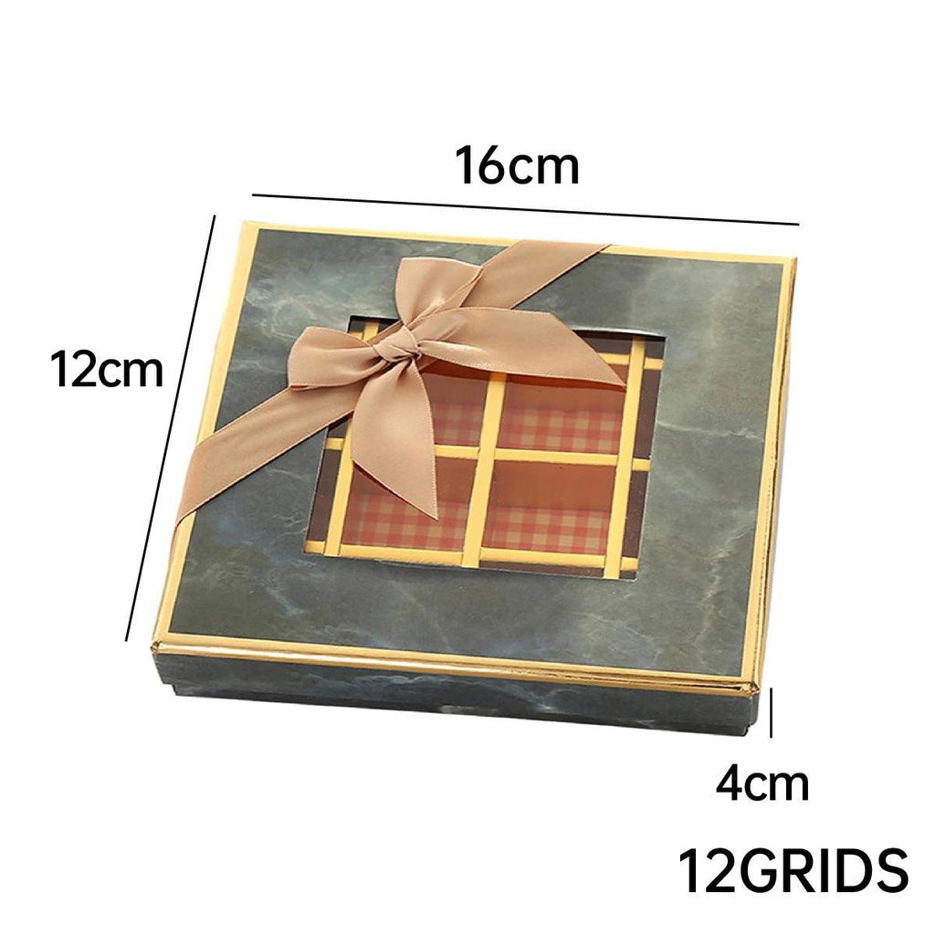 25X Valentines Day 9/12Grids Chocolate Box Gourmet Desserts Gift Display Window - Gray 9Grids-12-12-4-25pcs