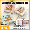 25X Valentines Day 9/12Grids Chocolate Box Gourmet Desserts Gift Display Window - Gray 12Grids-16-12-4-25pcs